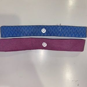 two lululemon headbands blue and purple pattern